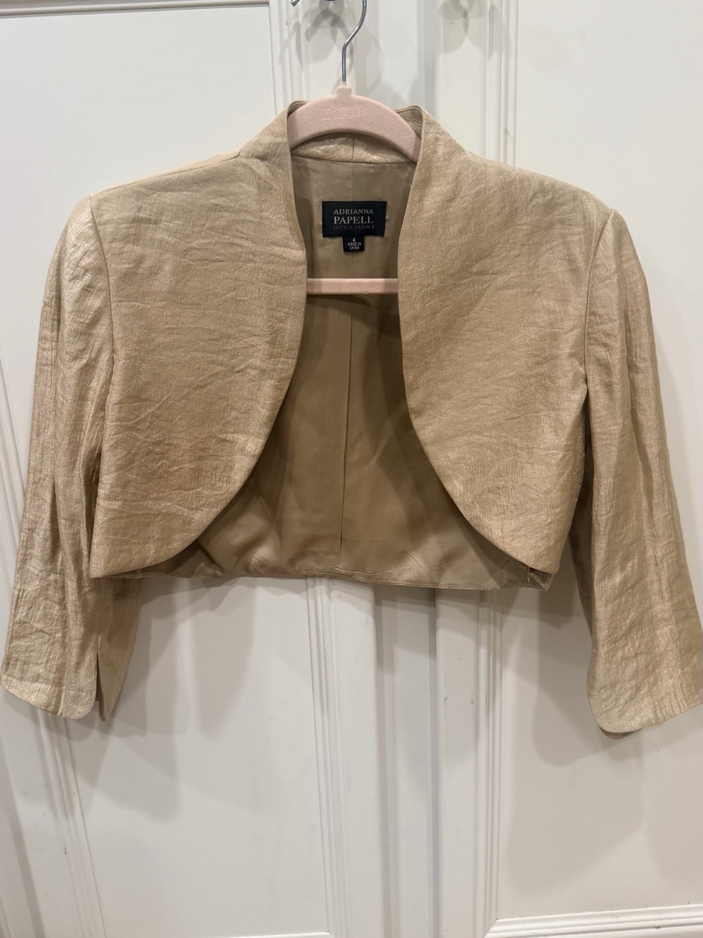 Adrianna Papell Tan Cropped Bolero Jacket